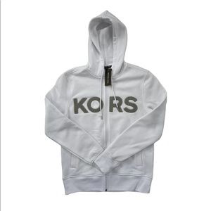 New Michael Kors Men’s Logo Full ZIP Hoodie In White Size: Small